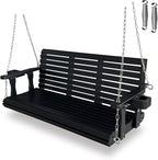 Wooden Porch Swing 3-Seater, High Backrest and Deep Seat, Bench Swing by FortuneCandy