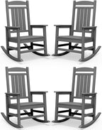 SERWALL Outdoor Rocking Chair Set of 4, HDPE Patio Rocking Chair, All-Weather by SERWALL