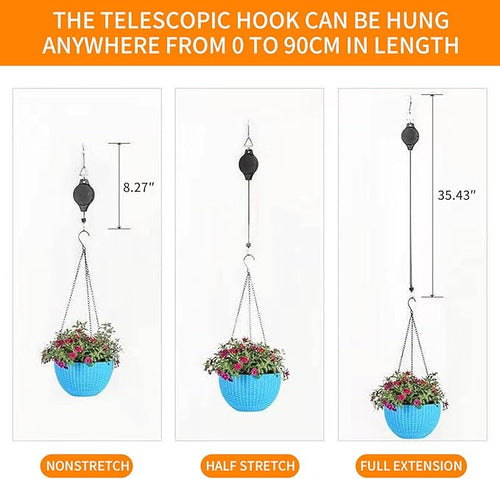 4PCS Plant Pulley Retractable Pulley Plant Hanger Hanging Flower Basket Hook - Image 2