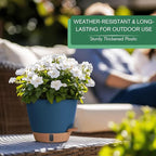montresor 2-Pack of 8inch Self Watering Pots Blue Sturdy Plastic Flower Pot - Image 3