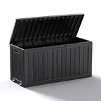 ROJIK Outdoor Storage Box with Wheels, 75 Gallon Waterproof Resin Deck Box by ROJIK