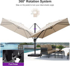 PURPLE LEAF 10' X 10' Left-right Tilting Patio Umbrella Outdoor Cantilever - Image 7