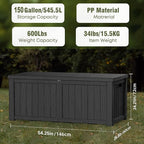 150 Gallon Outdoor Deck Box, Lockable Waterproof Outdoor Storage Boxes - Image 4