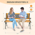 VINGLI Outdoor Bench Metal Garden Bench, Wood Patio Benches w/PVC Backrest Cast - Image 3