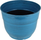 Garden Elements Indoor/Outdoor Glazed Brushed Happy Plastic Planter, Dark Blue - Image 2