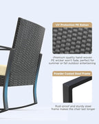3 Pieces Porch Furniture Set Patio Rocking Bistro Set Outdoor Patio Chairs - Image 3