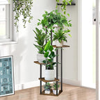 5 Tier Plant Stand Indoor, Thickened Metal Wood Corner Plant Shelf Stands - Image 8