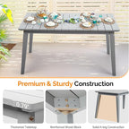VINGLI Rectangular Outdoor Dining Table, Solid Cedar Wood Patio Table - Image 5