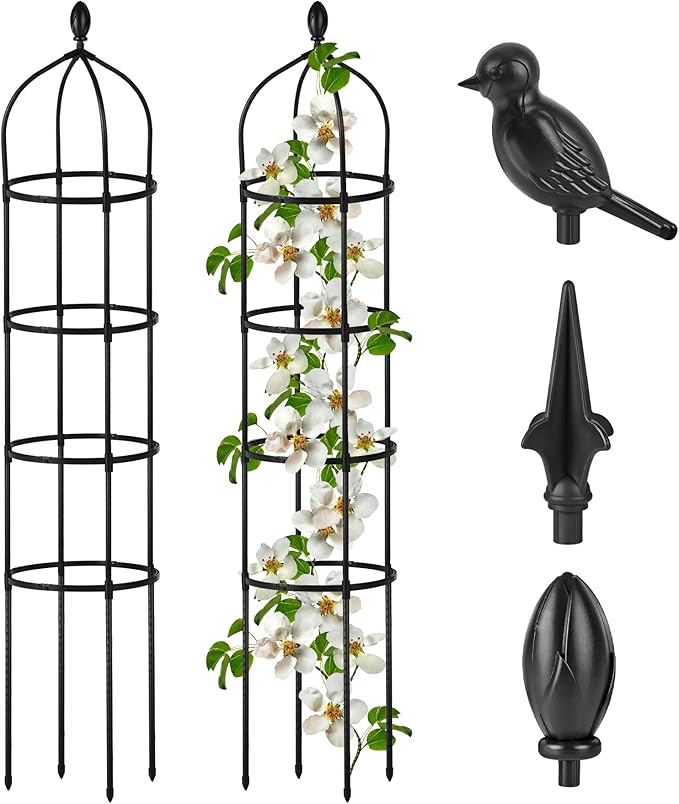 Garden Obelisk Trellis for Climbing Plants Outdoor 6 Ft Rose Bush Round Trellis by Miuwauer