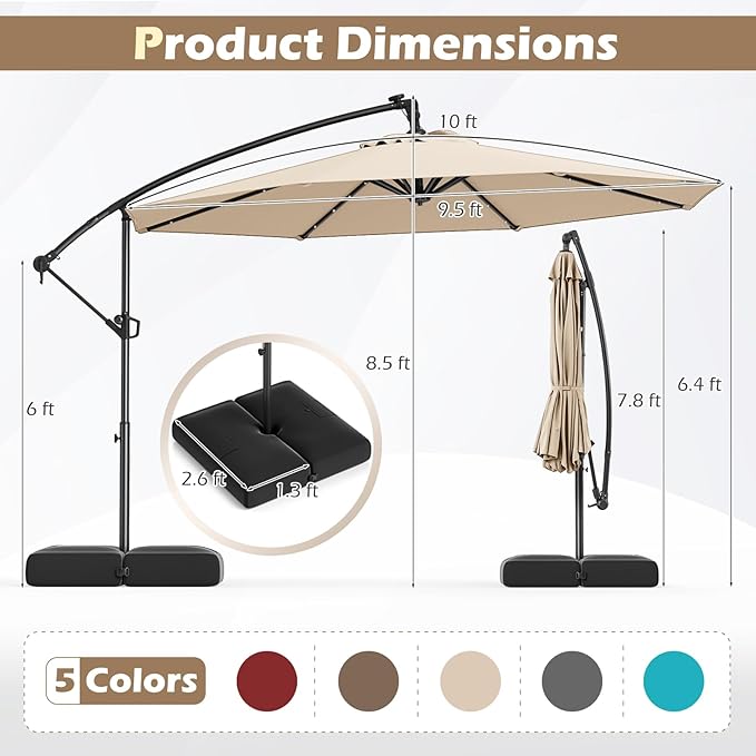 Tangkula 10ft Solar LED Patio Umbrella - Image 4