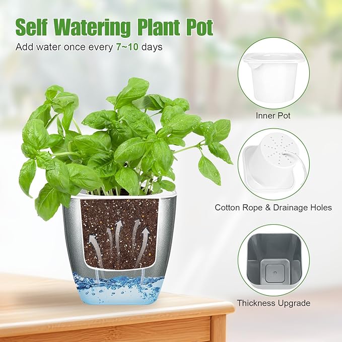 8 Pack 4-inch Plant Pots Indoor Garden Decorative Flower pots Small - Image 5