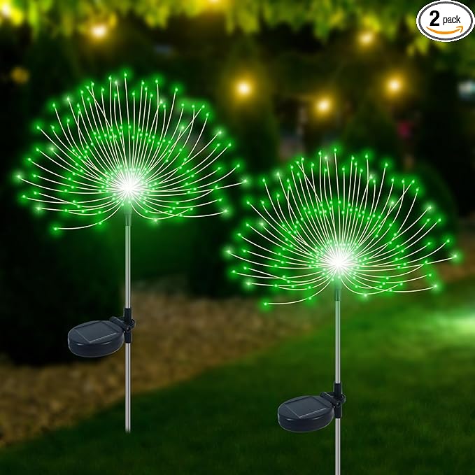 Solar Garden Lights Outdoor Waterproof, 2 Pack 120 LED Solar Firework Lights by Slyuexu