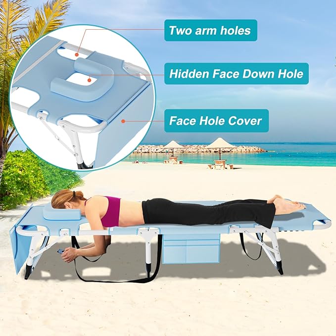 ABORON Heavy Duty Tanning Chair, Outdoor 5-Position Folding Chaise Lounge Chair - Image 5