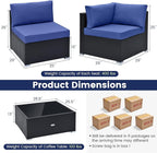 Tangkula 10 Pieces Patio Sofa Set, Outdoor Wicker Conversation Set - Image 5