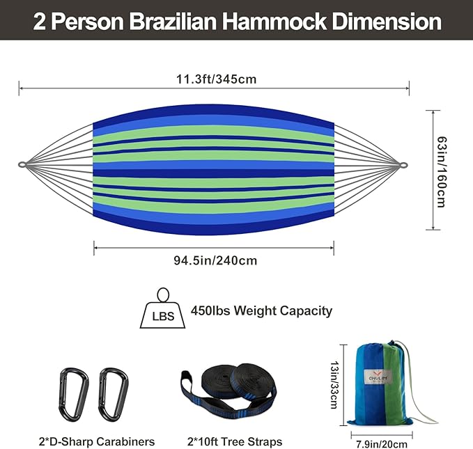 Brazilian Double Hammock with Tree Straps, Extra Large 240x160cm, 2 Persons - Image 3