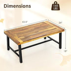 Tangkula Outdoor Acacia Wood Coffee Table, Rectangle Rustic Accent Table - Image 3