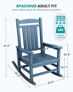 SERWALL Rocking Chairs Set of 4, HDPE Outdoor Rocking Chair, All-Weather Porch - Image 3