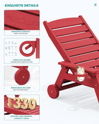 SERWALL Patio Chaise Lounge Chair, Poly Lounge Chair - Image 5