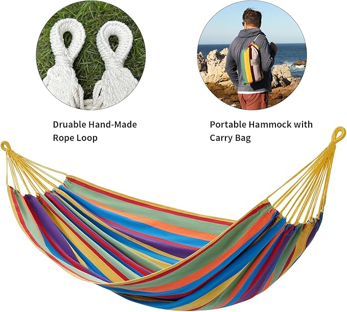Brazilian Double Hammock with Tree Straps, Extra Large 94x63IN, 2 Persons - Image 6