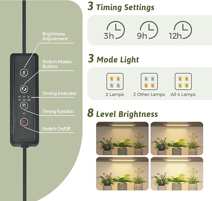 Bamworld Plant Stand with Grow Lights Large Plant Shelf Indoor Hanging Plants - Image 4