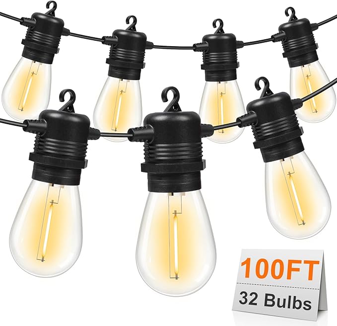 100FT LED Outdoor String Lights, Commercial Grade Patio Lights by GvvooHome