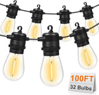 100FT LED Outdoor String Lights, Commercial Grade Patio Lights by GvvooHome