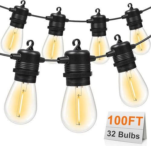 100FT LED Outdoor String Lights, Commercial Grade Patio Lights by GvvooHome