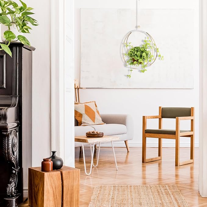 Mid Century Boho Macrame Metal Planter - Image 5