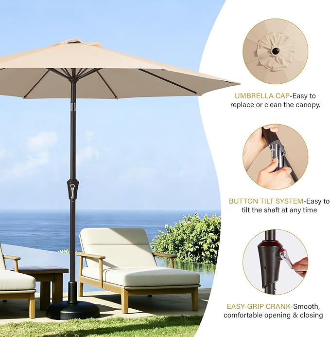 MEWAY 9ft Patio Umbrella Outdoor Table Umbrellas - Image 6