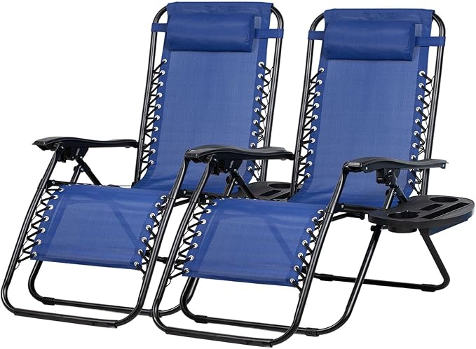 Nazhura Set of 2 Relaxing Recliners Patio Chairs Adjustable Steel Mesh Zero by NazhuraGoodCompanionAtHome