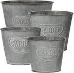 Briful 4 Size Galvanized Buckets Farmhouse Metal Bucket Dark Gray Galvanized by Briful
