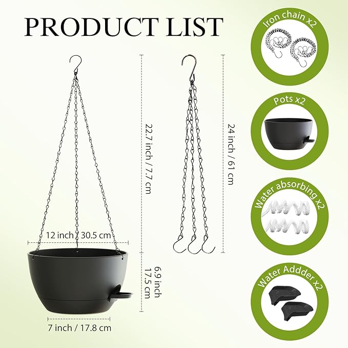 12 Inch Hanging Baskets 2 PC - Image 2