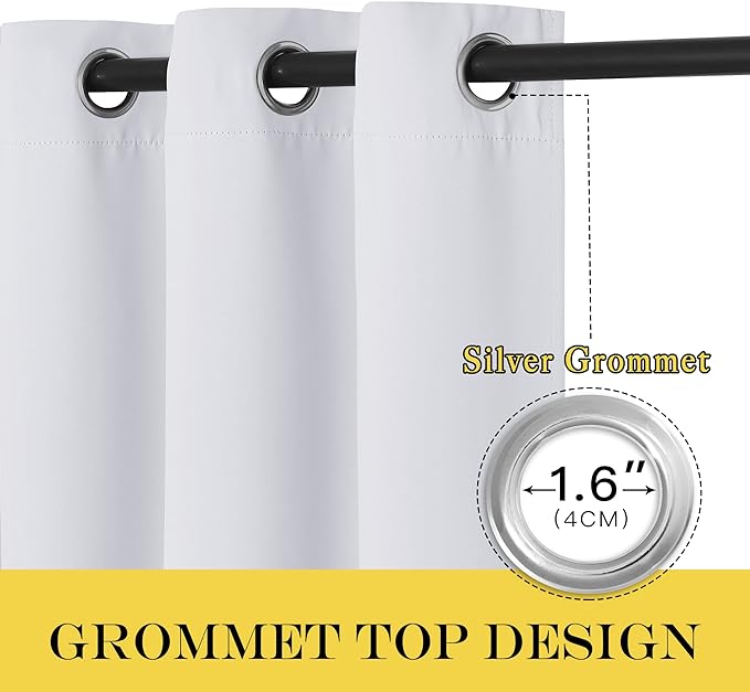NICETOWN Greyish White Room Darkening 72 inch Curtain, Grommet Thermal - Image 2