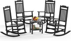 5 Piece Outdoor Rocking Bistro Set, Rocking Chairs Outdoor Furniture, Resin by GYMHILL