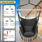 Y- STOP Hammock Chair Hanging Rope Swing, Max 500 Lbs, 2 Cushions Included - Image 5
