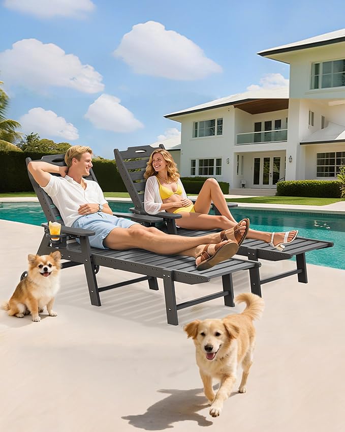 Carauci Lounge Chair Outdoor, HDPE Chaise Lounge - Image 8
