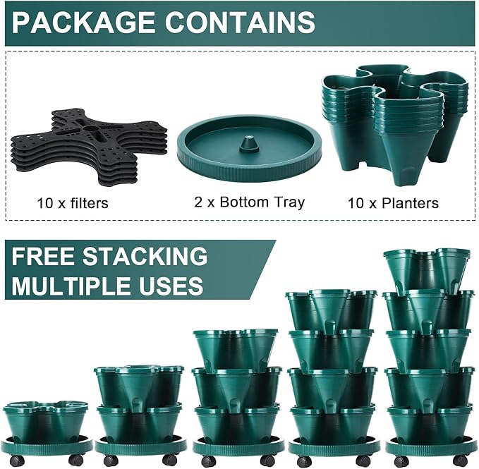 Umigy 2 Set 5 Tier Stackable Planters Vertical Garden Planters - Image 3