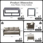 Belord 7 Piece Outdoor Furniture Patio Wicker Sofa Set, Oversize Outdoor Dining - Image 3