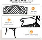 VINGLI 40.5" Patio Garden Bench, Anti- Rust Cast Iron Cast Aluminum Frame - Image 4