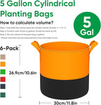 5-Gallon Grow Bags: 6 Pack Heavy Duty 350G Thickened Fabric Pots Nonwoven Felt - Image 2