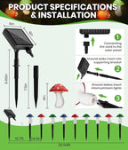 Solar Mushroom Lights Outdoor, 9 Pack 30FT Multicolor 8 Modes Solar Garden - Image 7