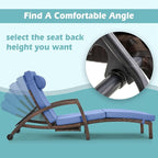 Chaise Lounge Chairs Outdoor Set of 6, Comfy Outside Wicker Patio Pool Lounge - Image 2