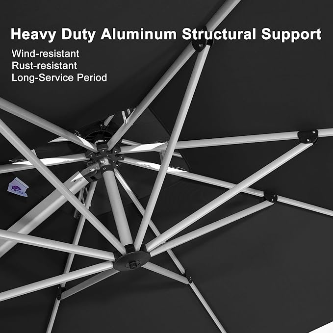PURPLE LEAF 12 Feet Double Top Deluxe Square Patio Umbrella Offset Hanging - Image 3