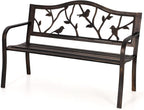 MFSTUDIO 50" Outdoor Garden Bench, Patio Metal Frame Park Bench by MFSTUDIO