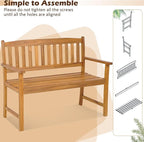 Tangkula Outdoor Acacia Wood Bench, 2-Person Garden Bench - Image 9