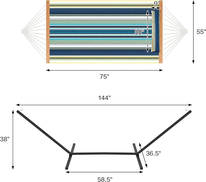 Two Person Hammock with Stand for Outside Heavy Duty, Outdoor Patio Hammock - Image 4