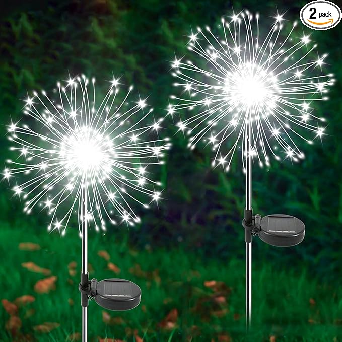 Solar Garden Lights Outdoor, 2 Pack 120 LED Twinkling Firework Lights Decorative by Yaafen
