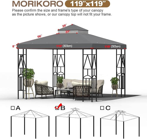 10x10 Canopy Replacement Top Double Tiered Gazebo Cover - Image 2