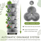 Umigy 2 Set Light Gray 7 Tier Stackable Vertical Planters - Image 4