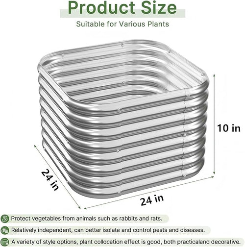 4 PCS Galvanized Raised Garden Bed Outdoor, Metal Garden Bed - Image 2